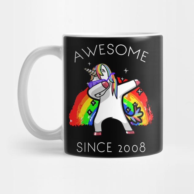 Dabbing Unicorn Birthday Girl Gifts 12 Years Old awesome Since 2008 by GillTee